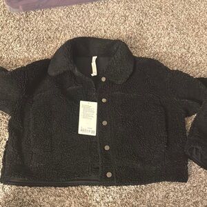Lululemon Textured Fleece Button Jacket black size 10